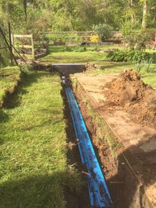 Outlet trench for drainage to the stream