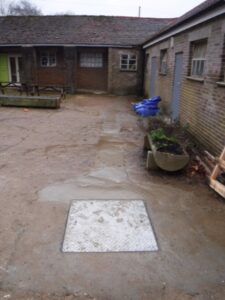 Grease trap installation for a refitted commercial catering unit