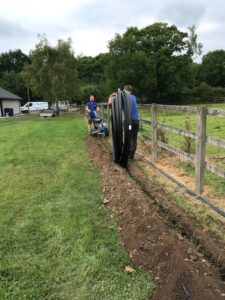 land drainage cable laying with low damage impact on gardens