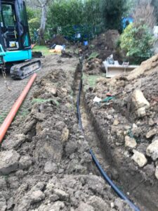 Trenching for outlet