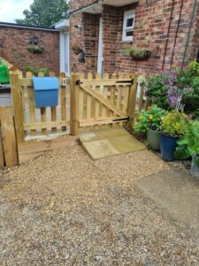 patio with picket fence construction